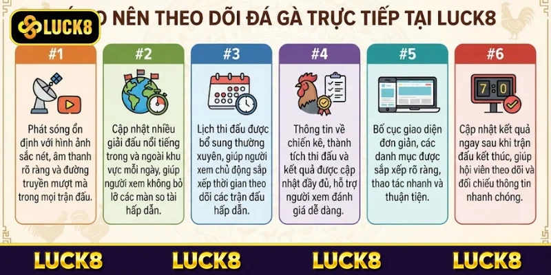 Lý do nên theo dõi đá gà trực tiếp tại Luck8